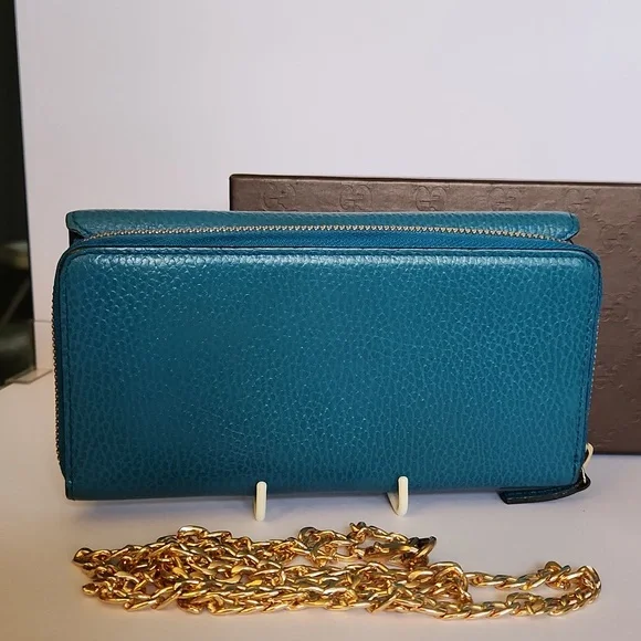 Gucci Interlocking GG Long Doublesided Wallet- Turquoise w/Box - Picture 3 of 14